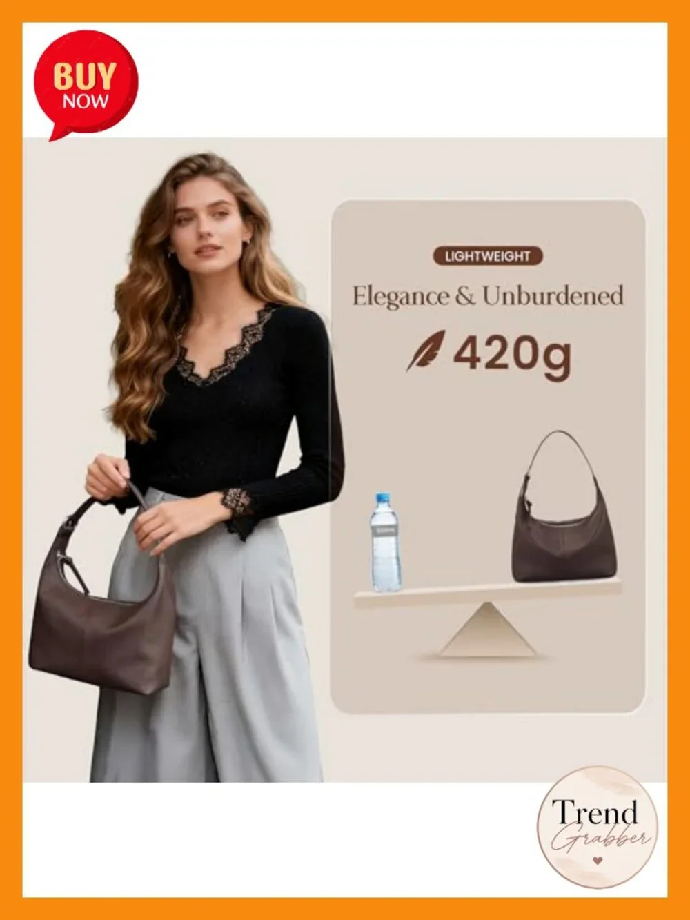 Genuine Leather Slouchy Hobo Bag Lightweight Shoulder Handbag Satchel